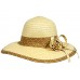 Wide Brim Hat - 2 Tones w/ Flower - Natural - HT-H2269NT